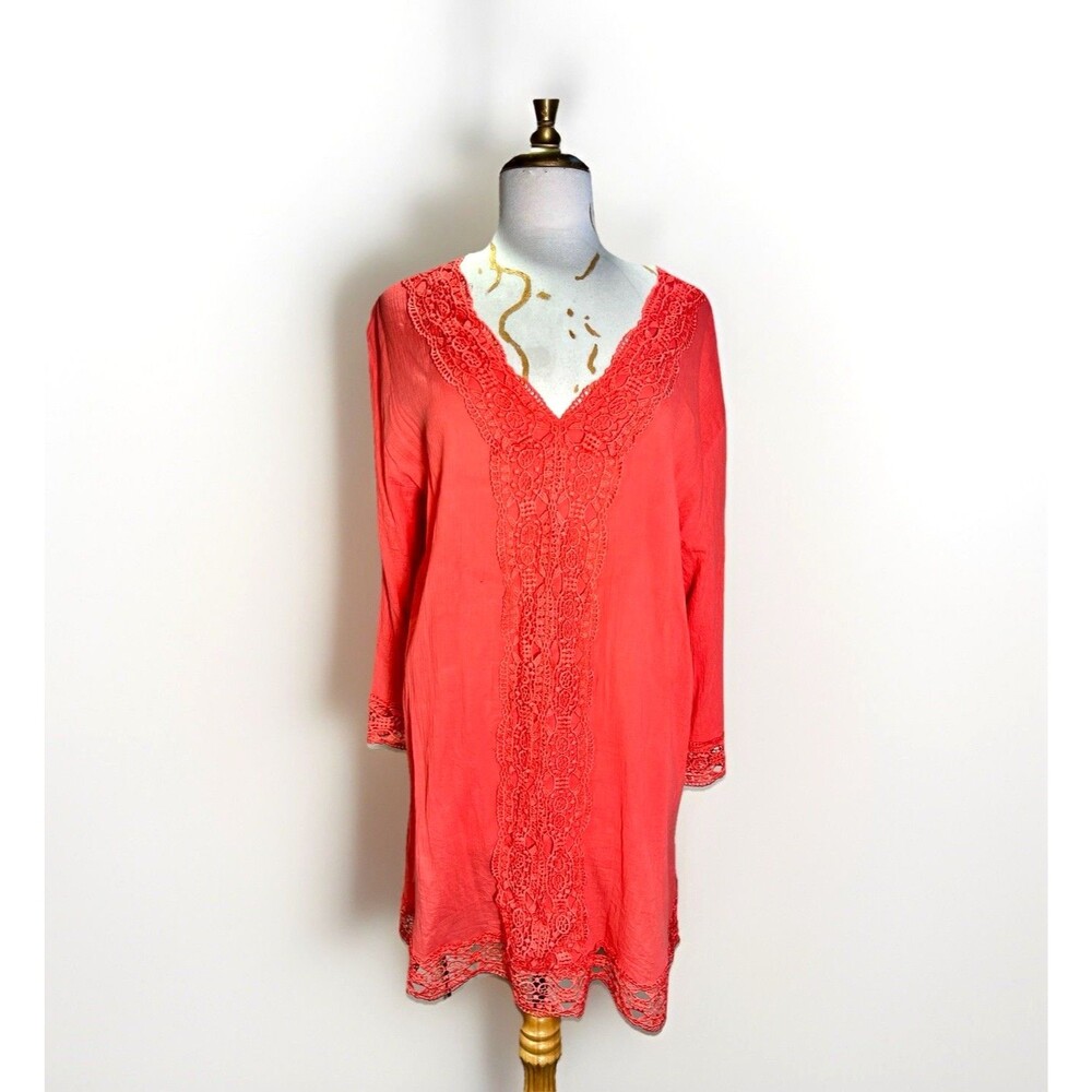Isaac Mizrahi Cover Up Size XXL Women’s Coastal Grandmother Boho Chic Coral Set